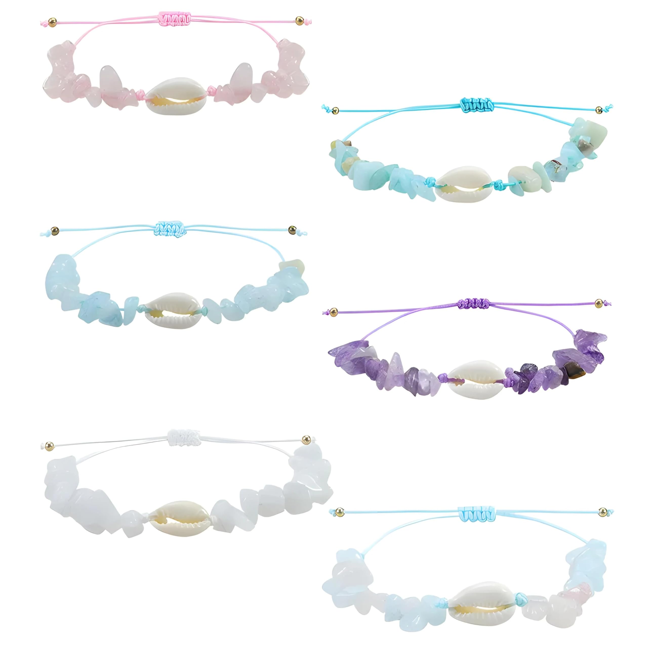 Pulsera de Concha Marina, Pulseras de Cuentas de Concha de Piedra para Mujeres y Hombres, Cuerda Tejida a Mano, joyería de Amistad