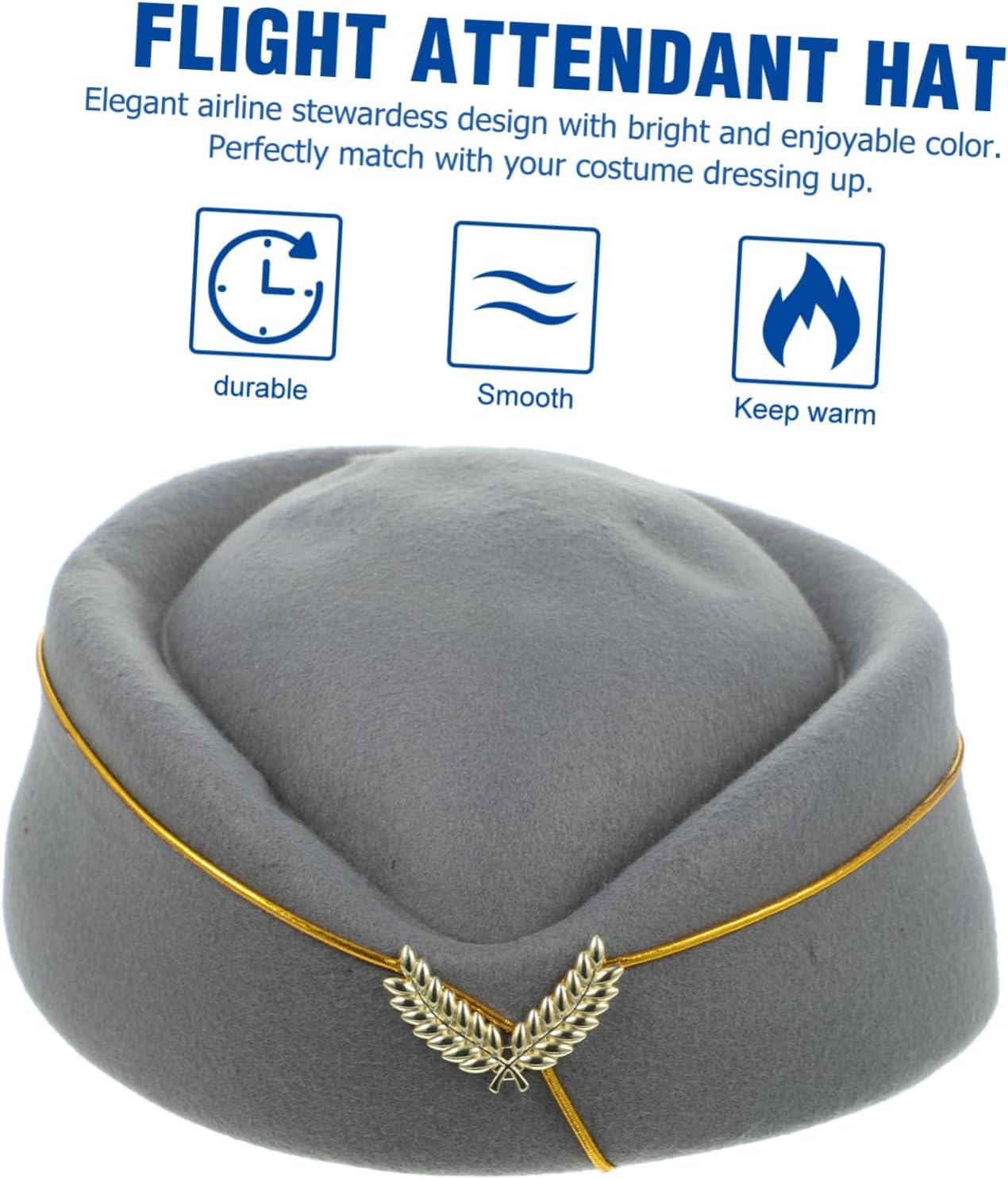 Stewardess Beret Hat for Women Air Hostess Cap with Elegant Design Comfortable Fit for Cosplay and Performance Durable Material Grey