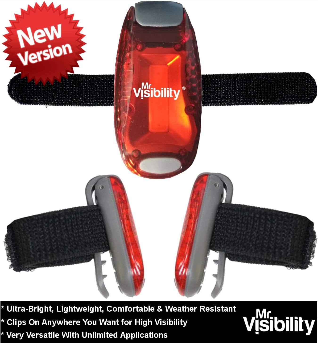 LED Safety Light 2-Pack | Clip On Strobe Flashing Running Lights for Runners, Night Walking, Dogs, Bike | The Brighter High Visibility Reflective Gear for Cycling Accessories, Dog Collar, Vest, Kids