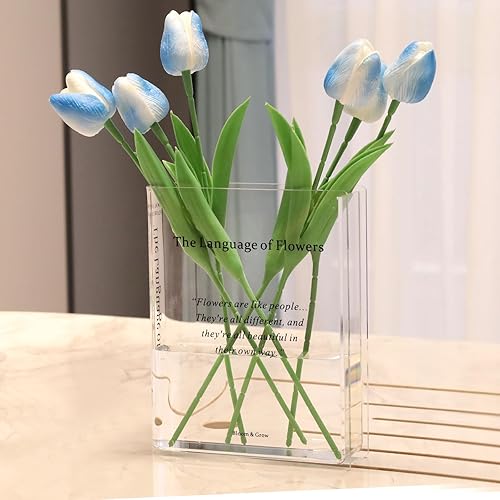 Miniatura 7 de Florero de libro para decoración del hogar, diseño artístico y cultural, florero acrílico transparente decorativo para el hogar y la oficina,