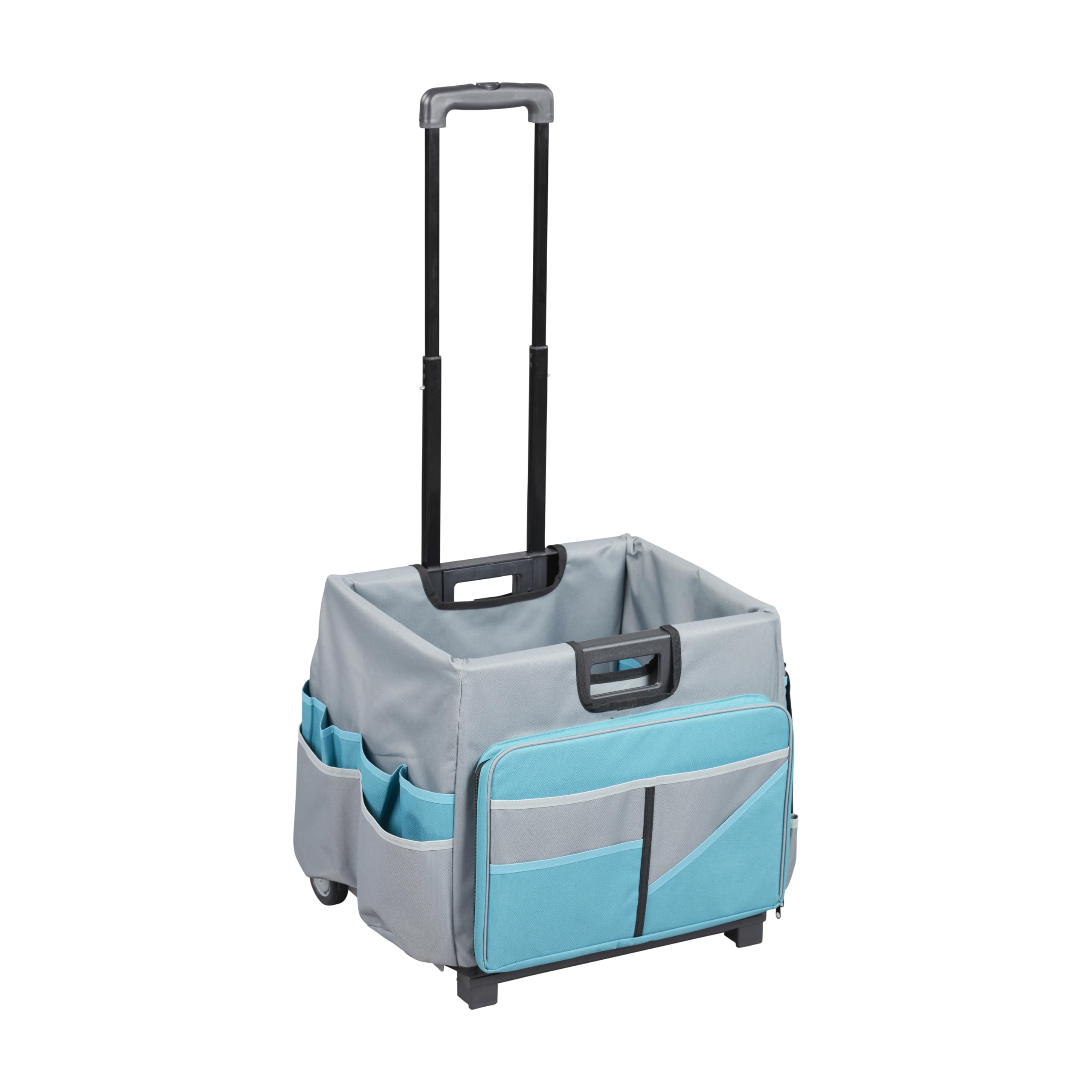 ECR4Kids Universal Rolling Cart with Canvas Organizer Bag, Mobile Storage, Turquoise/Grey