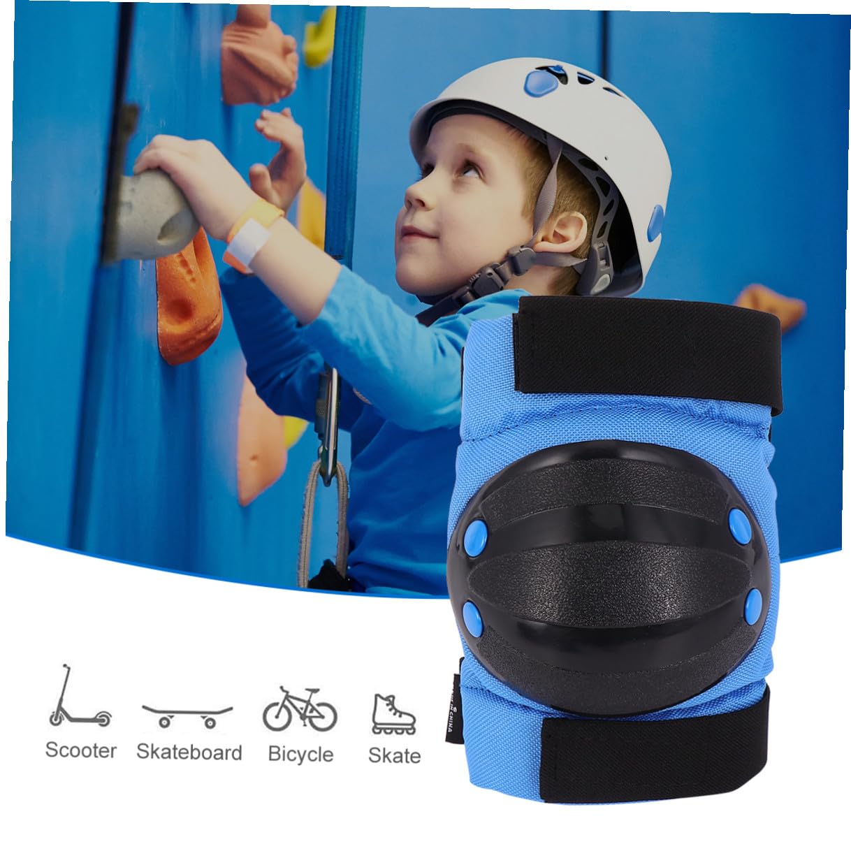 6pcs Ventilated Elbow Pads Protective Gear Set for Outdoor Activities | Polyester Oxford Cloth with Pp Shell, Adjustable Elastic Straps, Blue Finish, Fits Youth 15-65kg