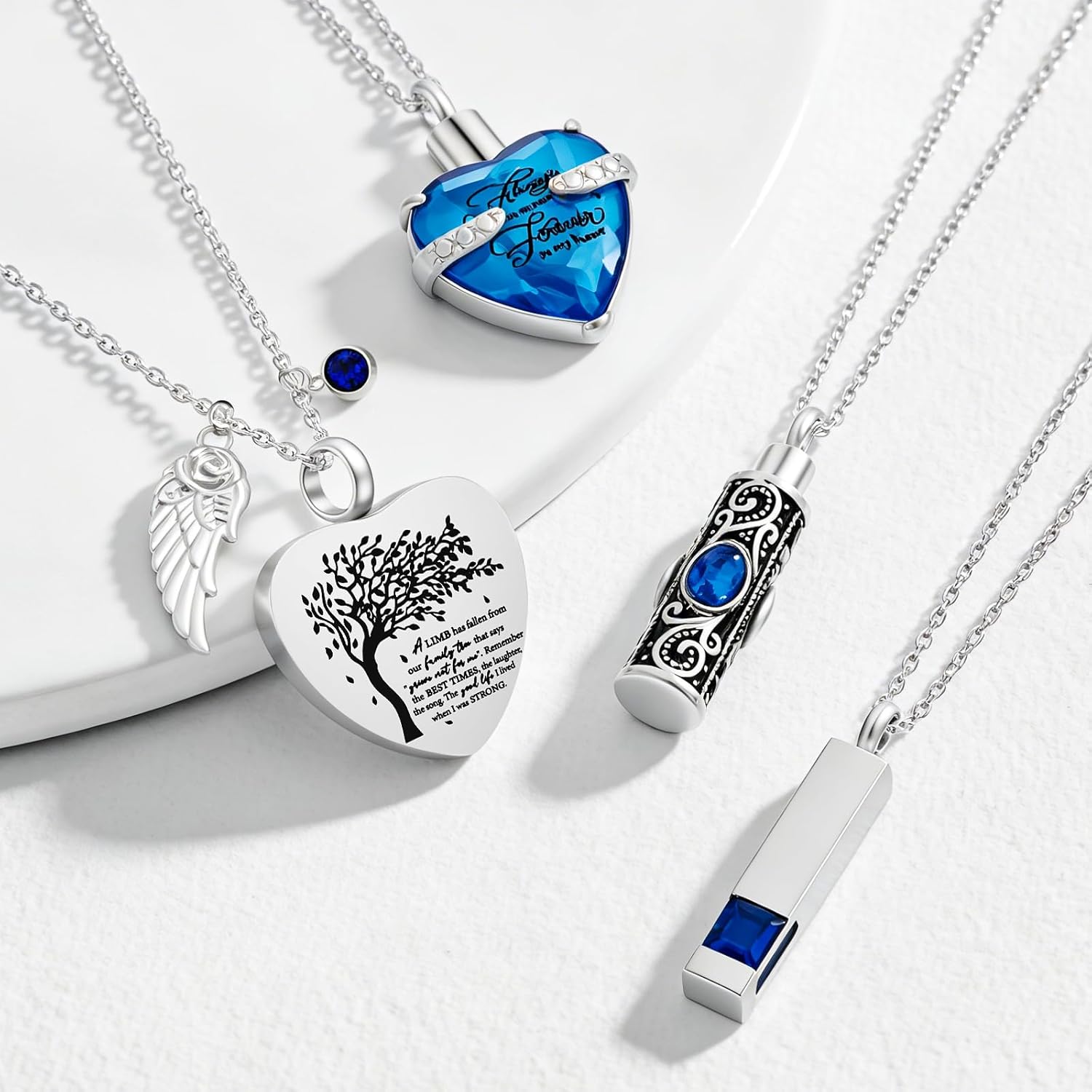 Small Urns for Human Ashes Cremation Urns Keepsake Set of 8, Cremation Ash Holders Locket for Women Men, Blue