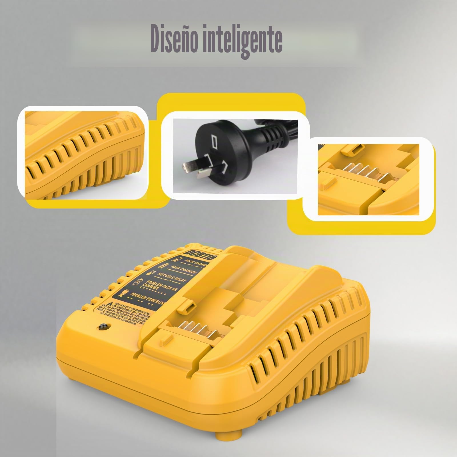 Cargador de batería rápido DCB118, compatible con Dewalt 12V/20V MAX, DCB112, DCB101, DCB105, DCB115, DCB107, DCB120, DCB127, DCB206, DCB205, DCB204, DCB203