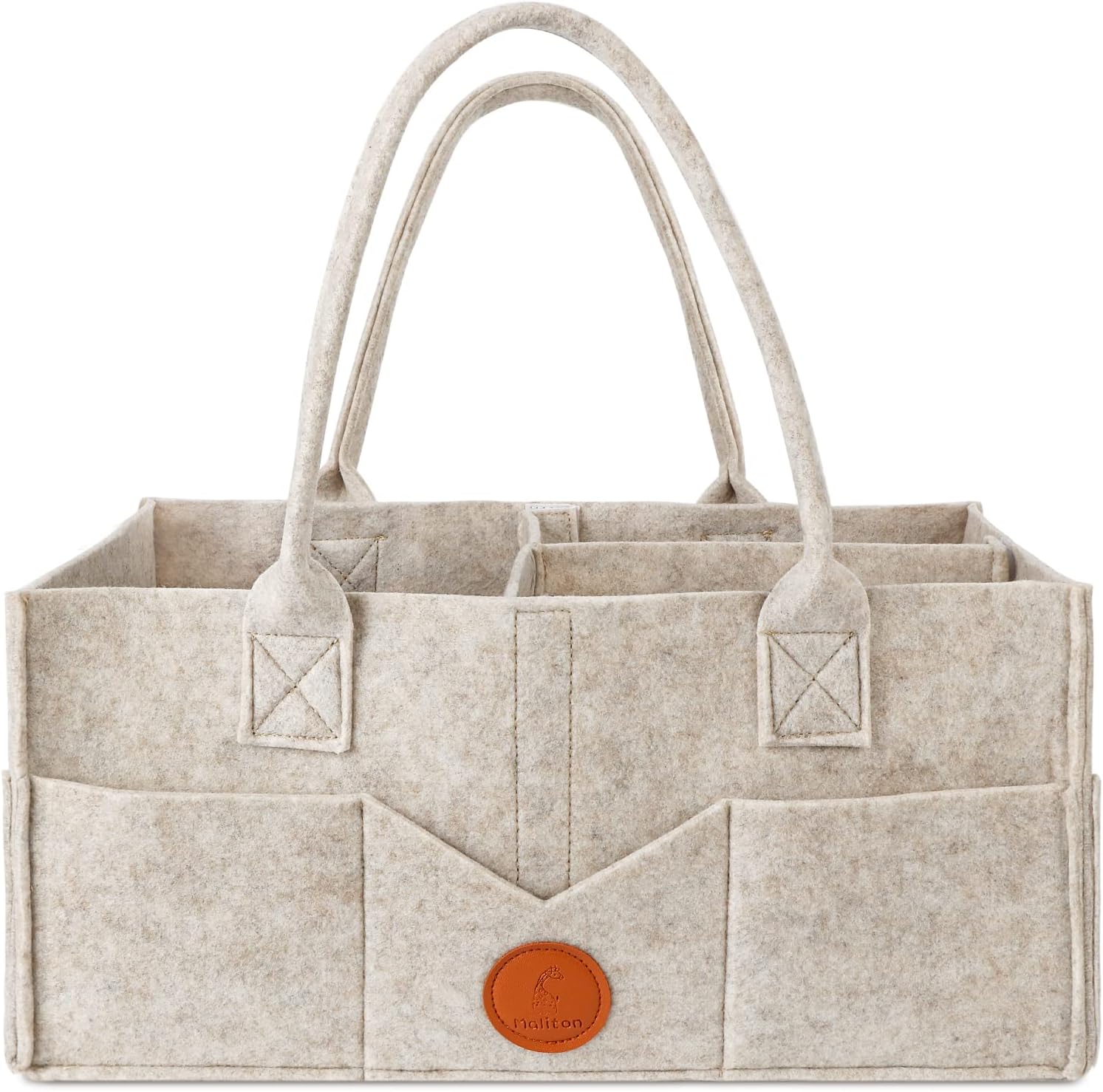 Maliton Baby Diaper Caddy Organizer for Changing Table, Nursery Storage Bin Basket with Handle, Felt Diaper Organizer Suitable for Indoor Outdoor (Khaki)