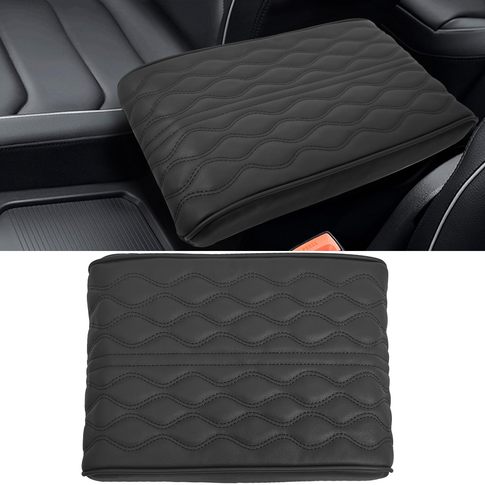 Car Center Console Cover, 12.6" x 8.5" Memory Foam Armrest Cushion Protection Pad, Waterproof Leather Auto Center Middle Console Cover Mat, Universal Car Accessory for Most Car