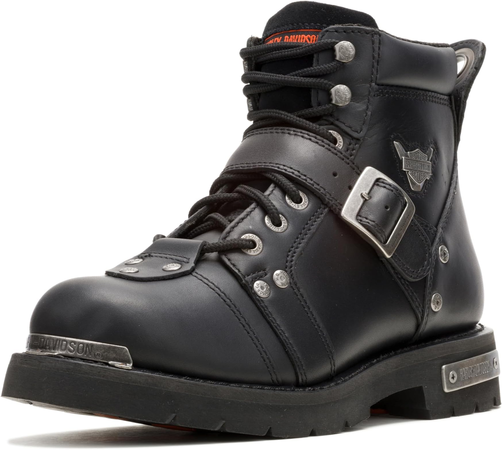 Harley-Davidson FOOTWEAR Mens Brake Buckle Leather Riding Casual Boots Ankle - Black