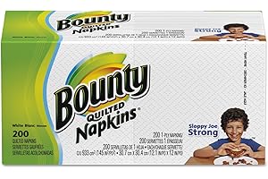 Bounty Basic Quilted Napkins, 1-Ply, White, 200 Count