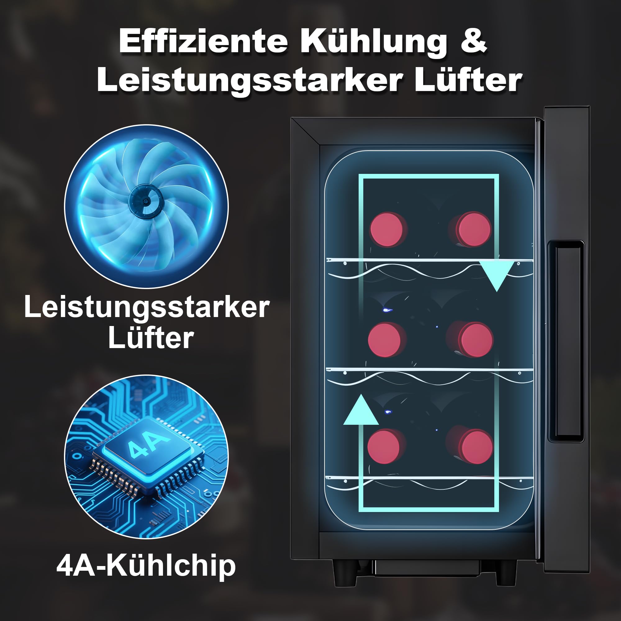 Iceblue Weinkühlschrank 6-Flaschen digitale Temperatursteuerung Schwarz