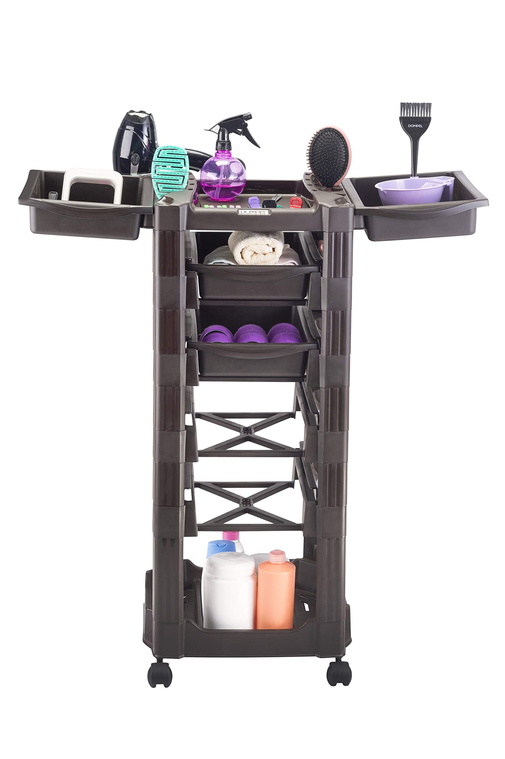 DOMPEL Carro de Mantenimiento Vegas con Ruedas y 5 Cajones - Almacenamiento Profesional - Peluquería, Barbería, Perfumería, Cosméticos, Salón, Tienda de Tatuaje - Made IN Brasil - MARRÓN