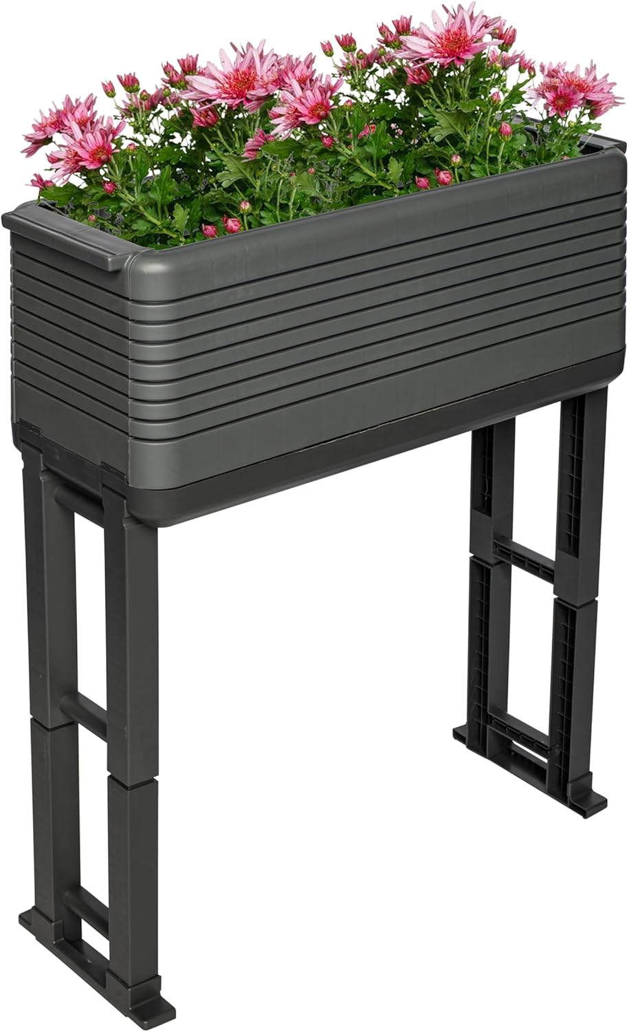 NuVue Modular Garden Planter 2-Pack Set - Innovative Planter Boxes for Indoor and Outdoor Gardening with Configurable Tiered Design, Easy Install, Gray/Gray, Set of 2