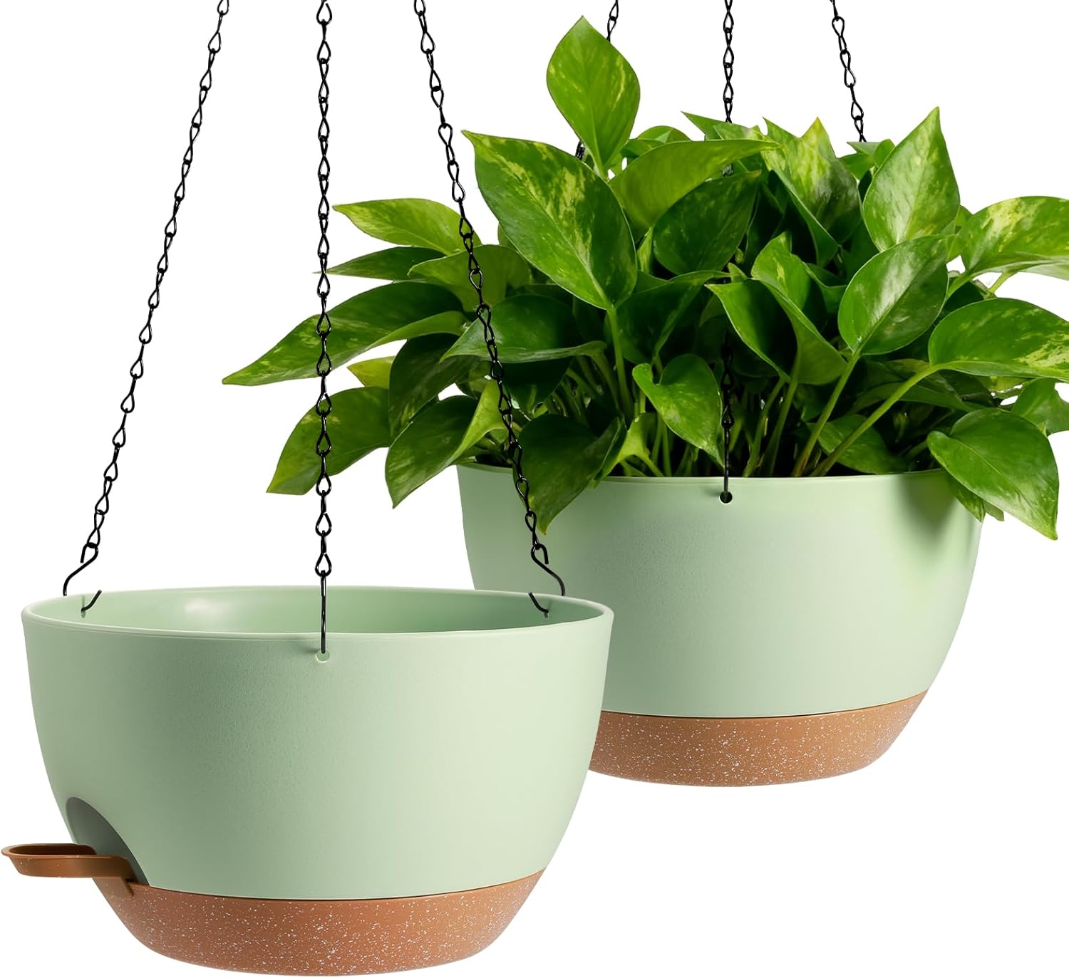 13-inch Oversized Hanging Planter Set of Two,Planters for Indoor and Outdoor Plants.Place Plant pots Across Diverse Settings Including windowsills,Living Room,and Gardens.Green-Brown