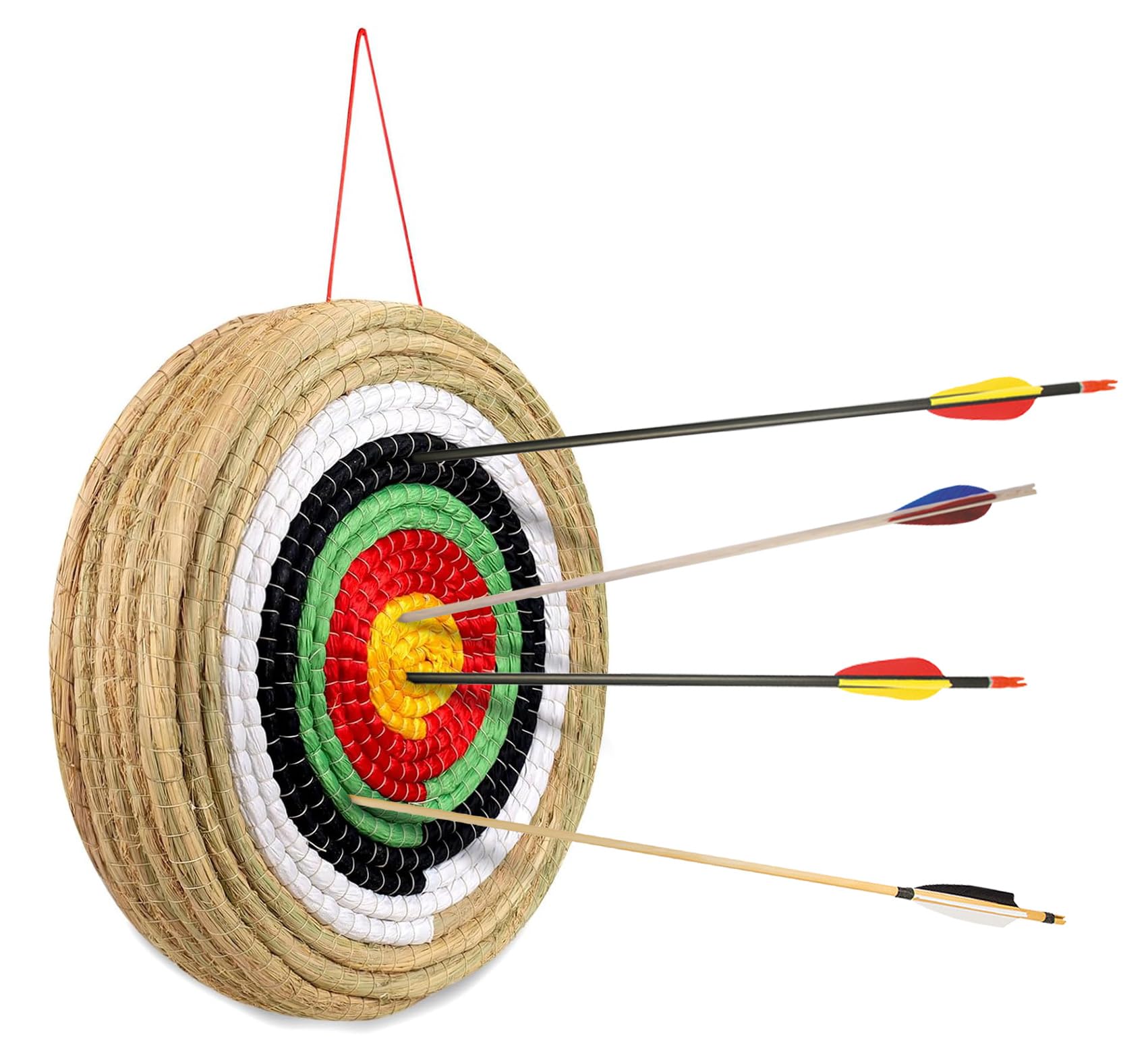 Cible en paille 50 cm pour le sport à l'arc | Cible de paille traditionnelle avec 5 anneaux | Différentes épaisseurs
