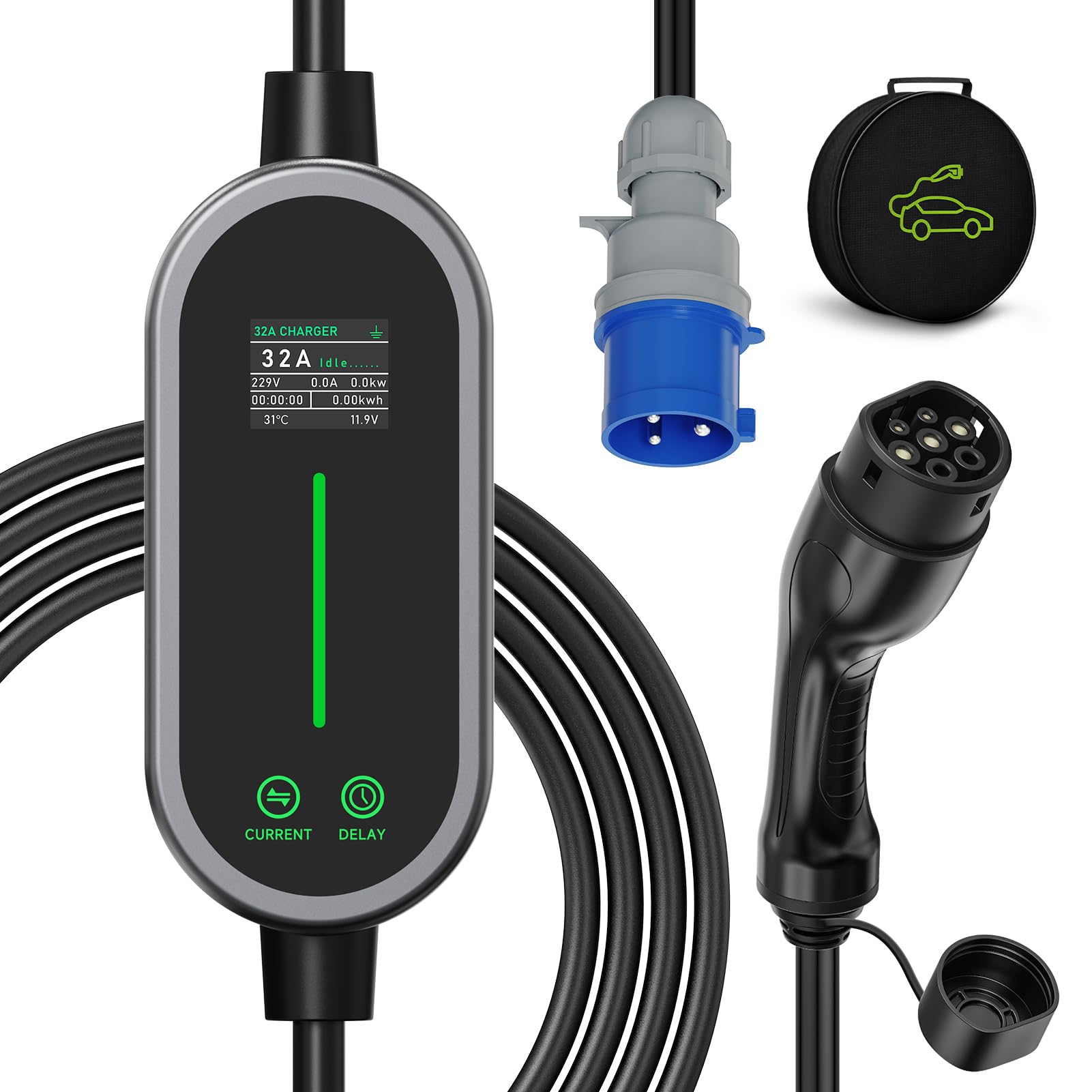Amazon.co.jp: AFYEEV 7.2kW 充電ケーブル タイプ2 5M、6/8/10/13/16
