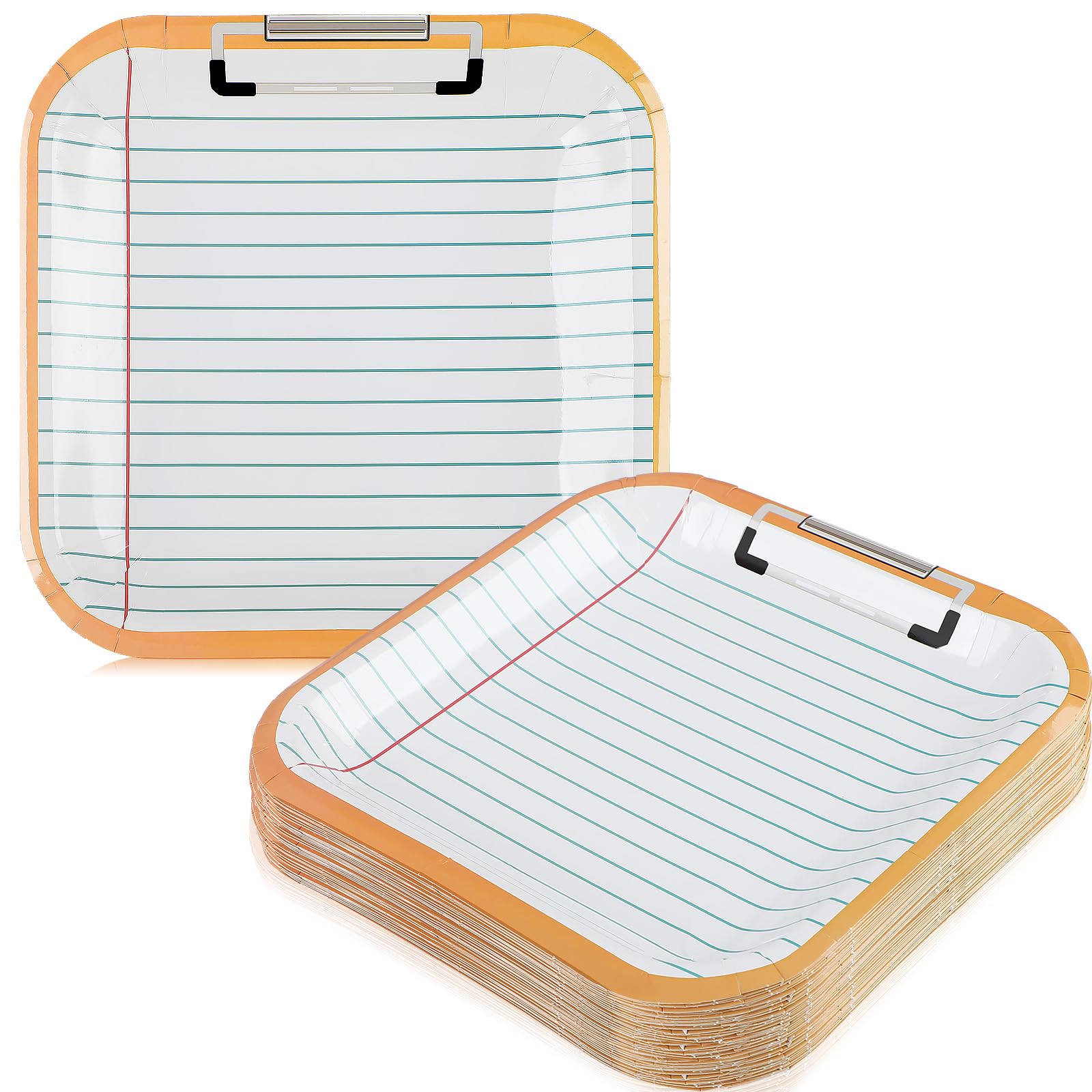 Assiettes en carton rentrée scolaire Hushee | Lot de 48 carrées 22,9 cm pour fête des enseignants