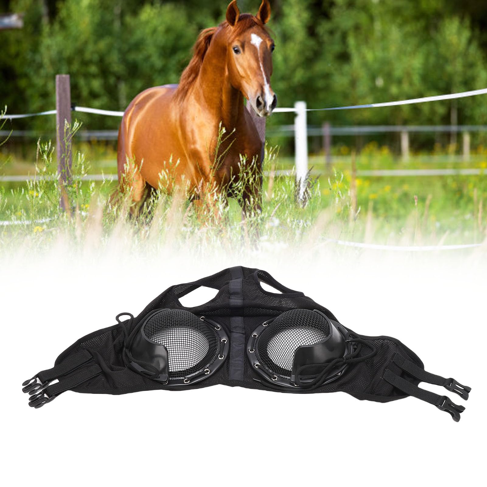 Cubierta para Ojos de Caballo, Resistente al Viento, a Prueba de, Red Protectora, Gafas para Carreras de Caballos, Gafas Ajustables para Carreras, Entrenamiento, Actividades