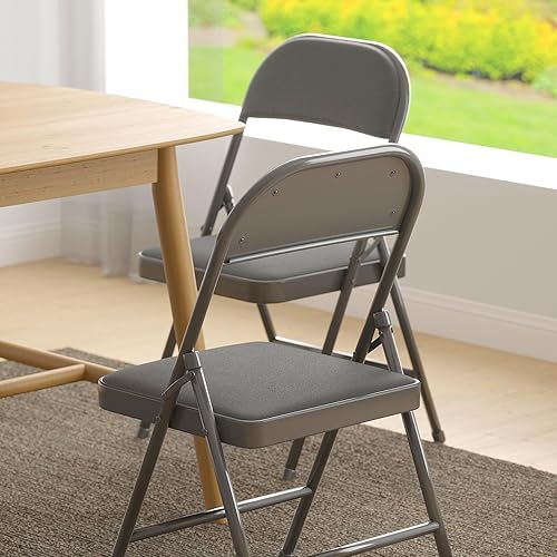 Miniatura 8 de Nazhura Paquete de 4 sillas plegables con cojines de vinilo acolchados con cojín cómodo y marco de acero duradero para el hogar y la oficina, para