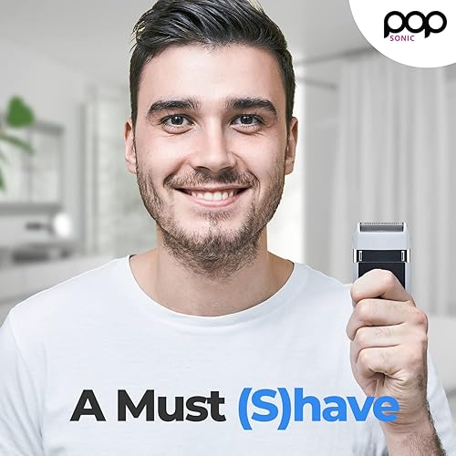 Miniatura 5 de Pop Sonic Zip Afeitadora compacta para hombres a prueba de salpicaduras IPX4 se acerca - Azul