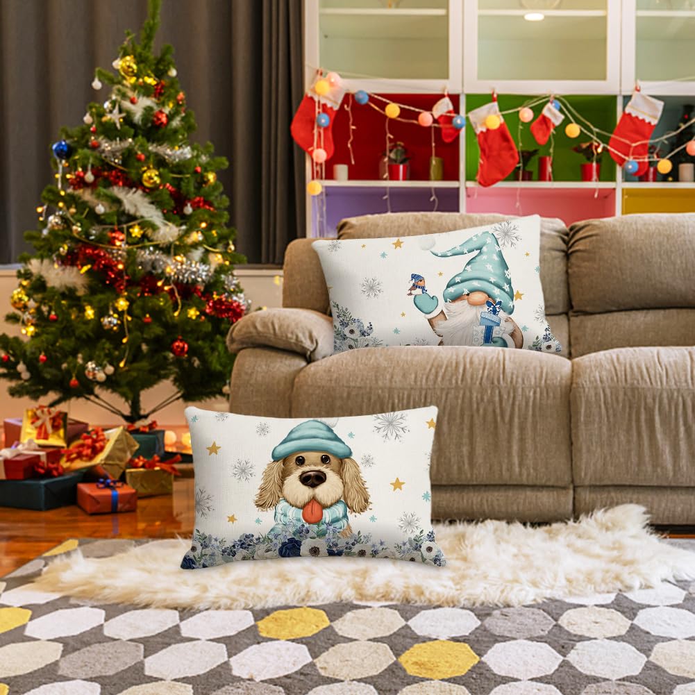 2 Pcs Cuscini Natalizi per Letto,Federe Cuscini Natalizi 50x30,Decorazioni Natalizie Lino,Quadrate per Cuscino per Divano,Federa a Tema Natalizio,Per Casa Addobbi Soggiorno Sedia Decorativi (Stile-C)