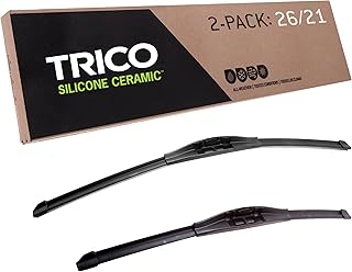 TRICO Silicone Ceramic Automotive Replacement Windshield Wiper Blade, Ceramic Coated Silicone Super Premium All Weather includes 26 inch & 21 inch Beam blades for Select Lexus/Audi Models (90-2621)