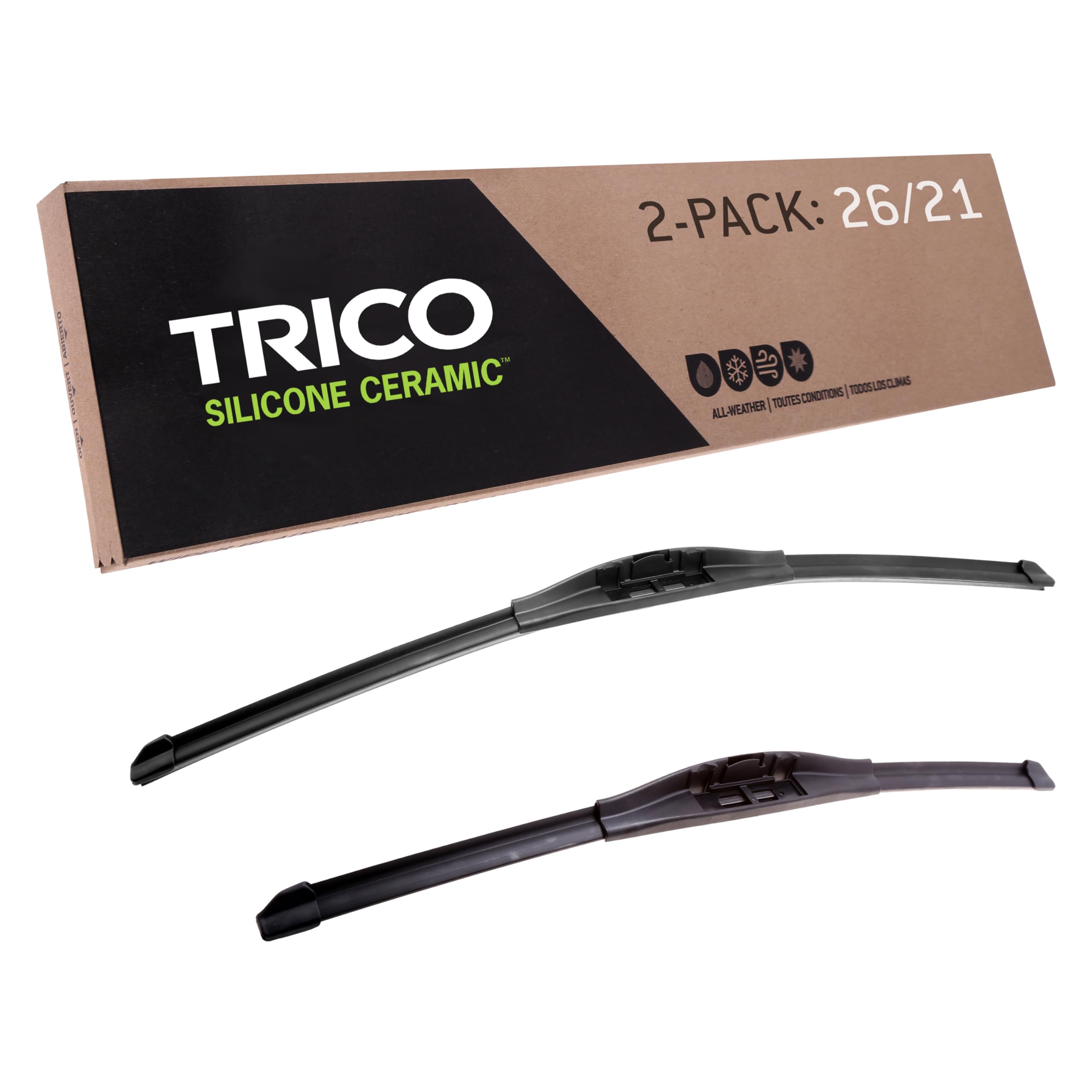 Photo 1 of TRICO Silicone Ceramic Automotive Replacement Windshield Wiper Blade, Ceramic Coated Silicone Super Premium All Weather includes 26 inch & 21 inch Beam blades for Select Lexus/Audi Models (90-2621) 26" + 21" Pair Pack