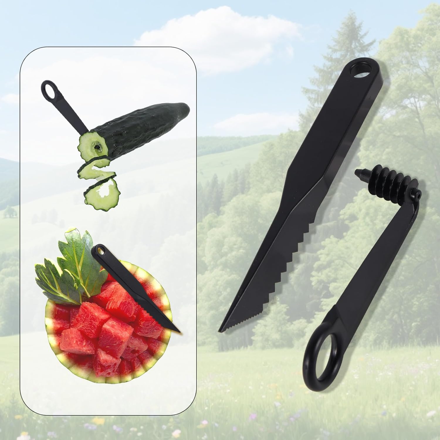 2pcs Kitchen Spiral Cutter and 2pcs V-Shaped Tools, Spiral Potato Slicer Knife Vegetable Veggies Slicer Spiralizer Manual Screw Peelers Kitchen Gadgets for Fruit Cucumber Potato Carrot image 4