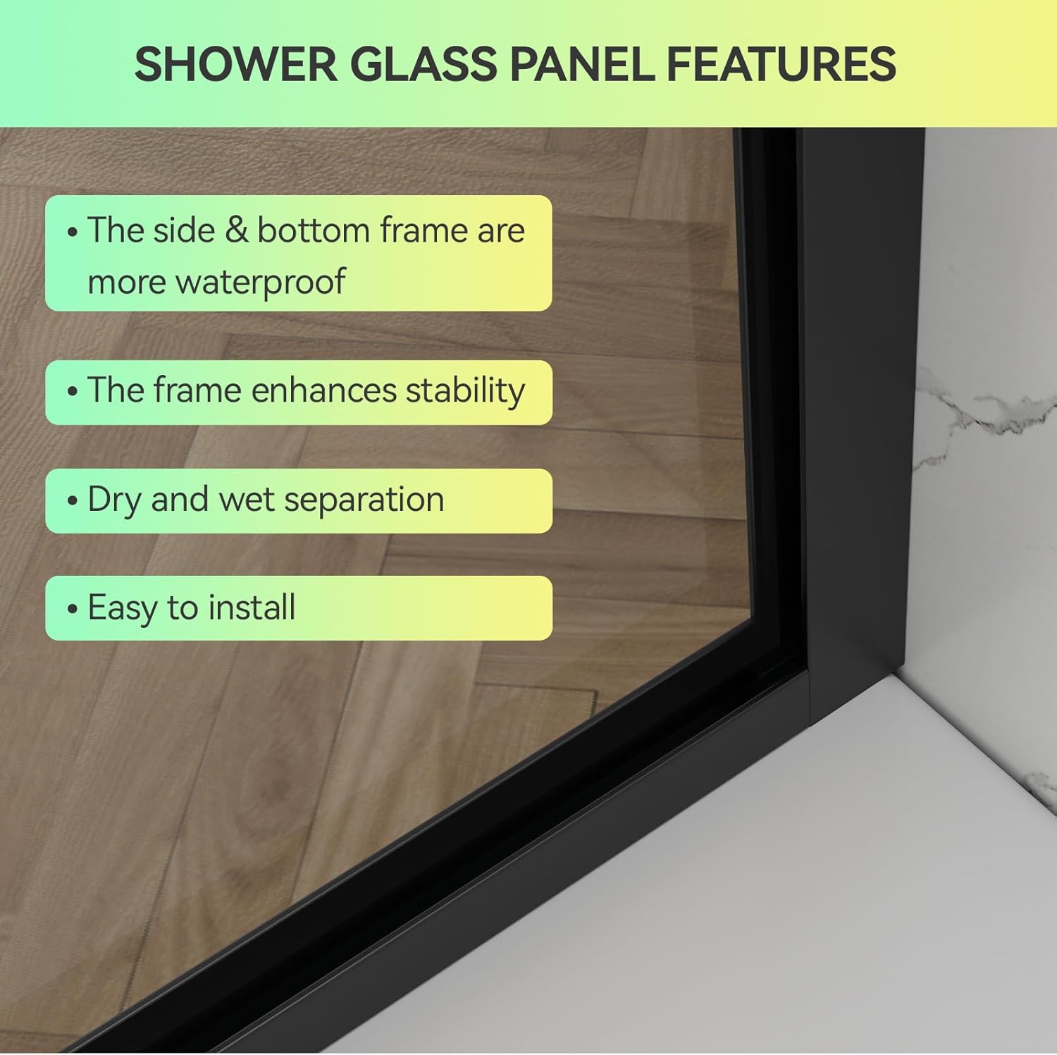 56-60" W x 32" D x76 H Frameless Shower Enclosure,Double Sliding Corner Shower Door,304 Stainless Steel Towel Bar Nano Coating Easy to Clean Tempered Glass, L-Shaped Glass Shower Door Black