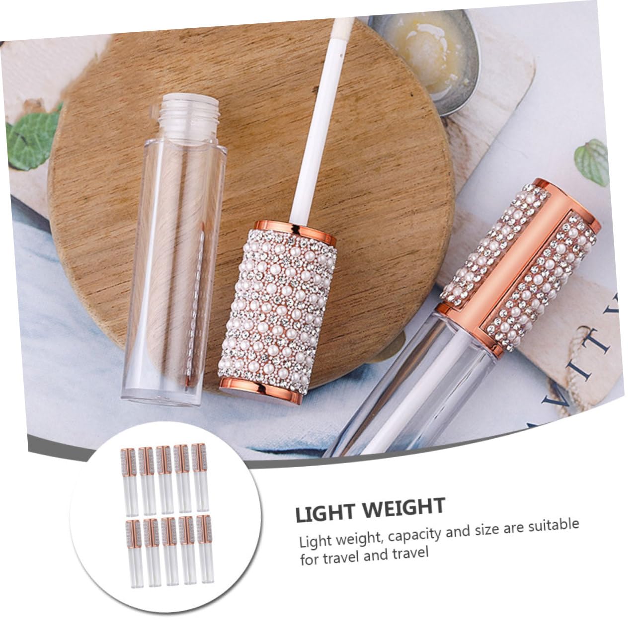 Tubo Lucidalabbra Ricaricabile 5ml in Vetro, Set 10 Pezzi | Lip Gloss Labbra, Formato Mini da Portare Sé, Adatto a Uso Fai-da-te e Professionale