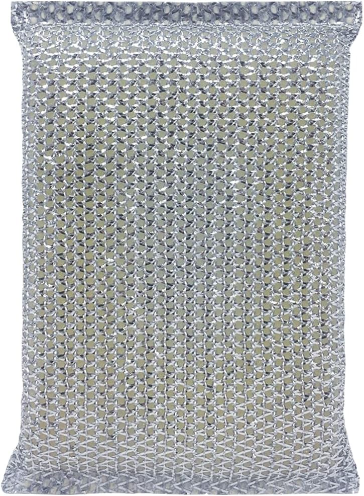 LOLA Wonder Non-Scratch Scouring Pad, 4 Pack, Large Knitted Flat Wire Cloth Fibers w/Foam Sponge Core, Assorted Colors (Gold or Silver)