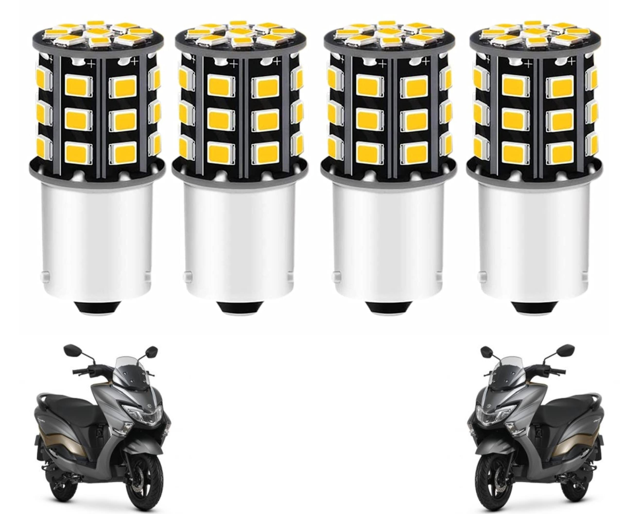 MIKANIX Super Bright 360° Reflecting LED Indicator Light Bulbs Set Of 4 (CROSS PIN) (Burgman)