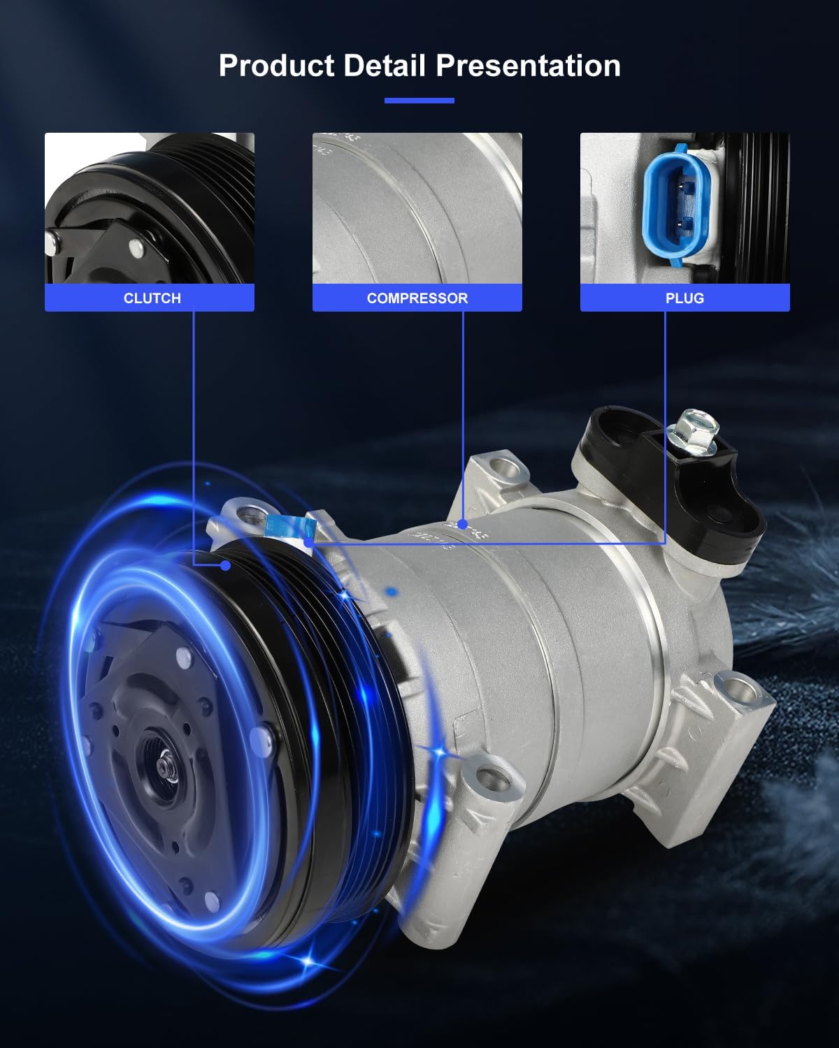 ECCPP AC Compressor Fast Cooling 1996-2000 Fit for Cadillac Escalade for GMC C1500 C2500 C3500 5.7L 6.5L 7.4L Air Conditioning Compressor 6 Grooves