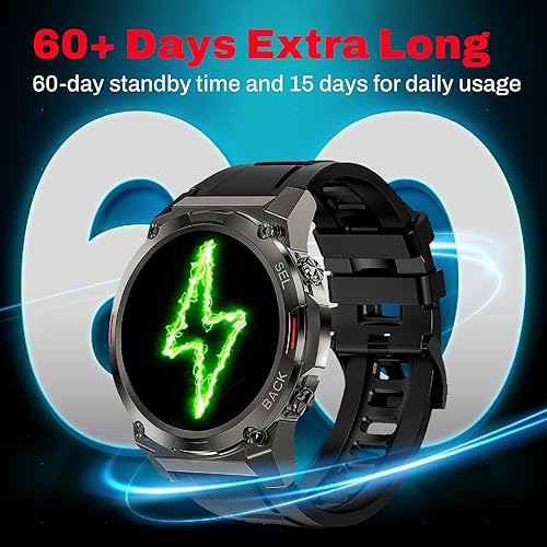 Miniatura 6 de KACLUT Reloj inteligente, pantalla AMOLED de 1.43 pulgadas, batería de más de 70 días, más de 100 modos deportivos, reloj inteligente militar