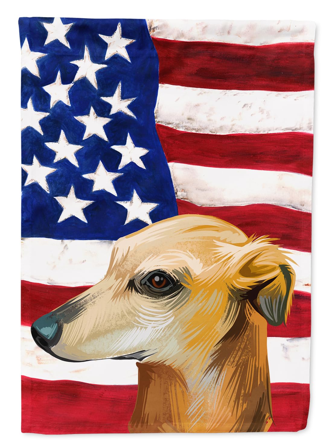 Galgo Espagnol drapeau américain grand format en toile canevas multicolore