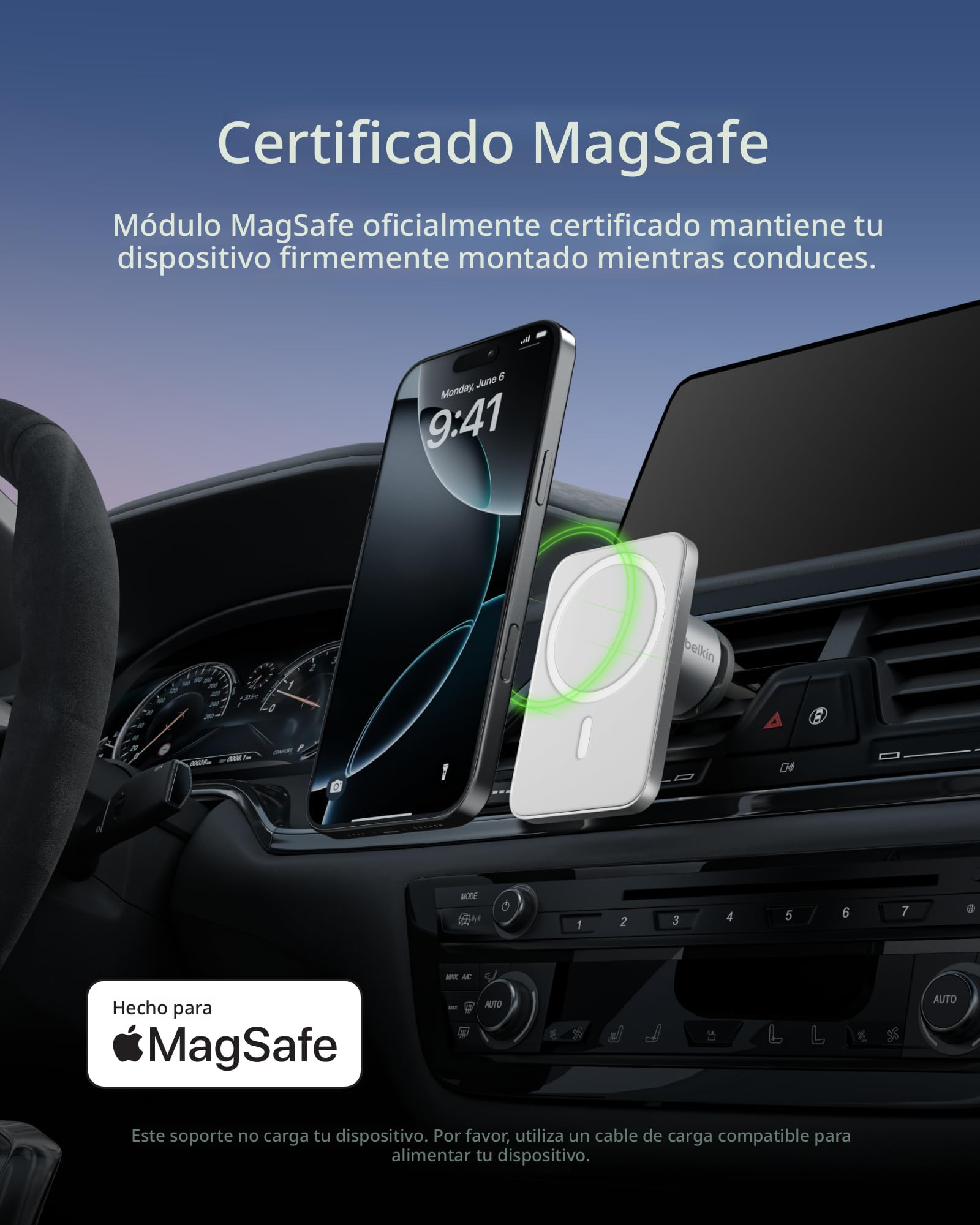 Amazon.com: Belkin MagSafe Vent Mount Pro - Soporte de teléfono