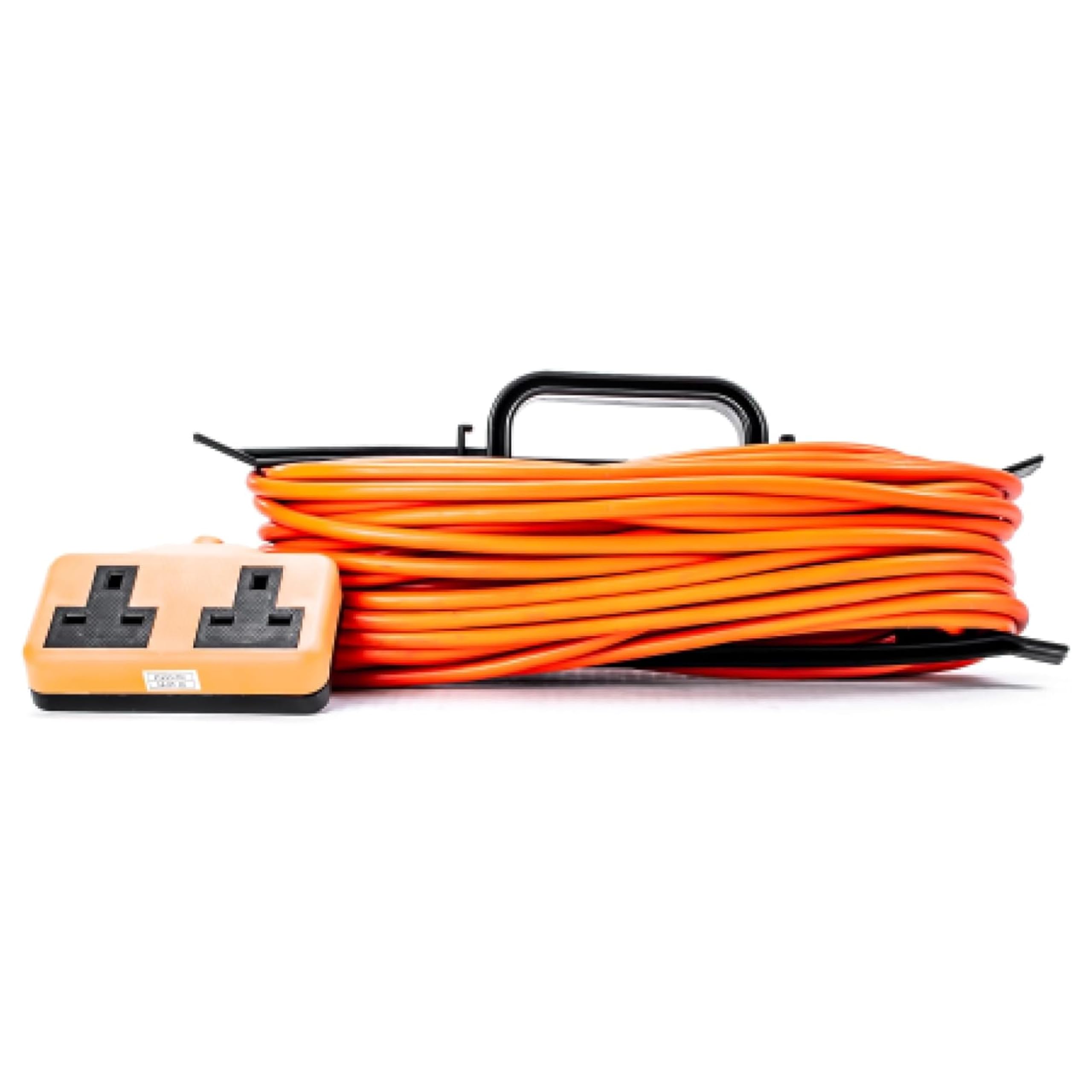 STATUS 25m Extension Lead, Twin Socket, Orange, 13 Amp
