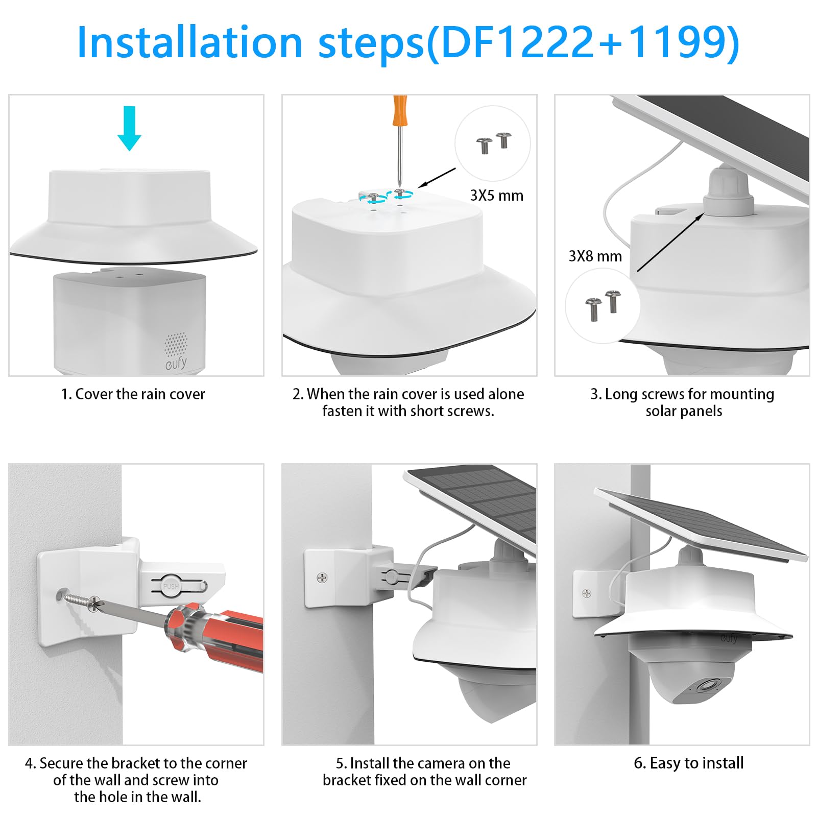 Soporte de esquina de pared para eufy SoloCam E30/4G LTE Cam S330 con cubierta de lluvia (1 juego)