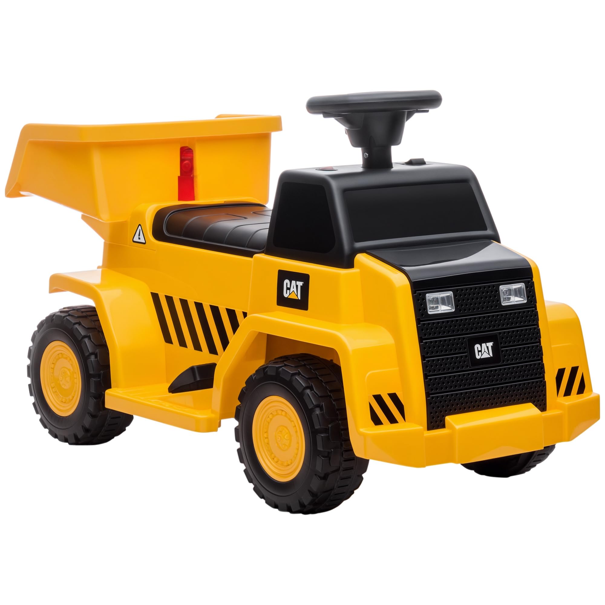 HOMCOM Elektro Kindertraktor mit Kippbarer Ladefläche 1,5-3 Jahre Gelb | Spielfahrzeug, Hupe, Elektroauto für Kinder, Aufsitztraktor mit Scheinwerfer, max. 3 km/h, Metall