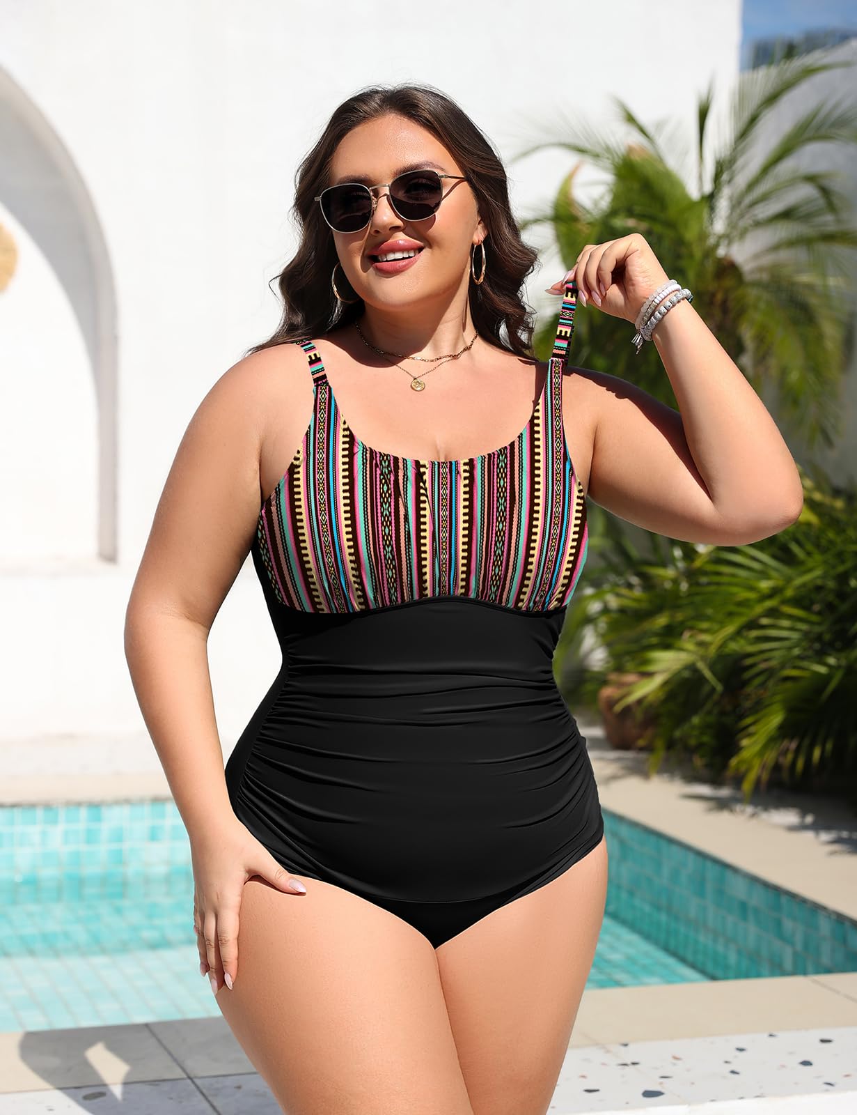 Tuopuda Costume da Bagno Intero Donna Taglie Forti Sexy Costumi Interi da Mare Piscina Push Up Imbottito Reggiseno Costumi Bikini Un Pezzo Spiaggia Beachwear L-4XL