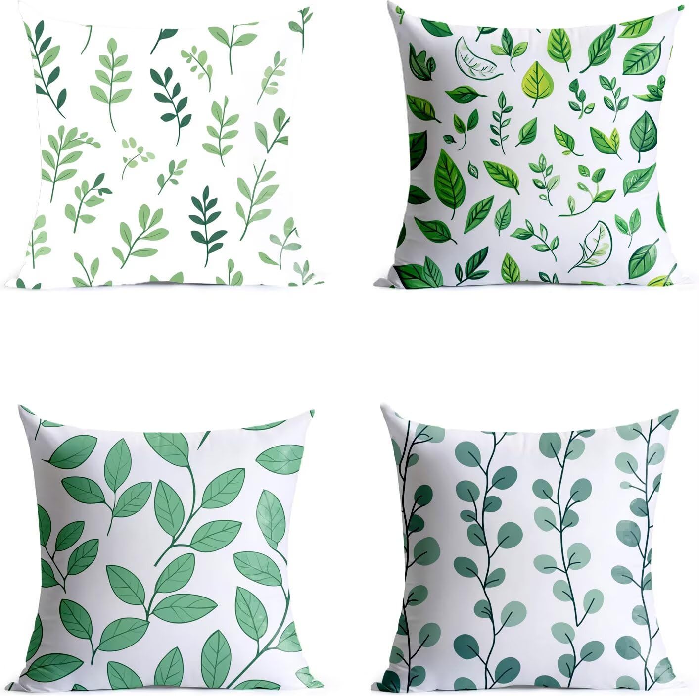Kissenbezug 60x60CM Outdoor Wasserfest Kissenbezüge Beidseitiger Druck Grün, 4 Pack Sofa Dekokissen Bezug Blatt Sofakissenbezüge für Büro Sofa Gartenstuhl Home Decoration Geschenke GFBZ-0786