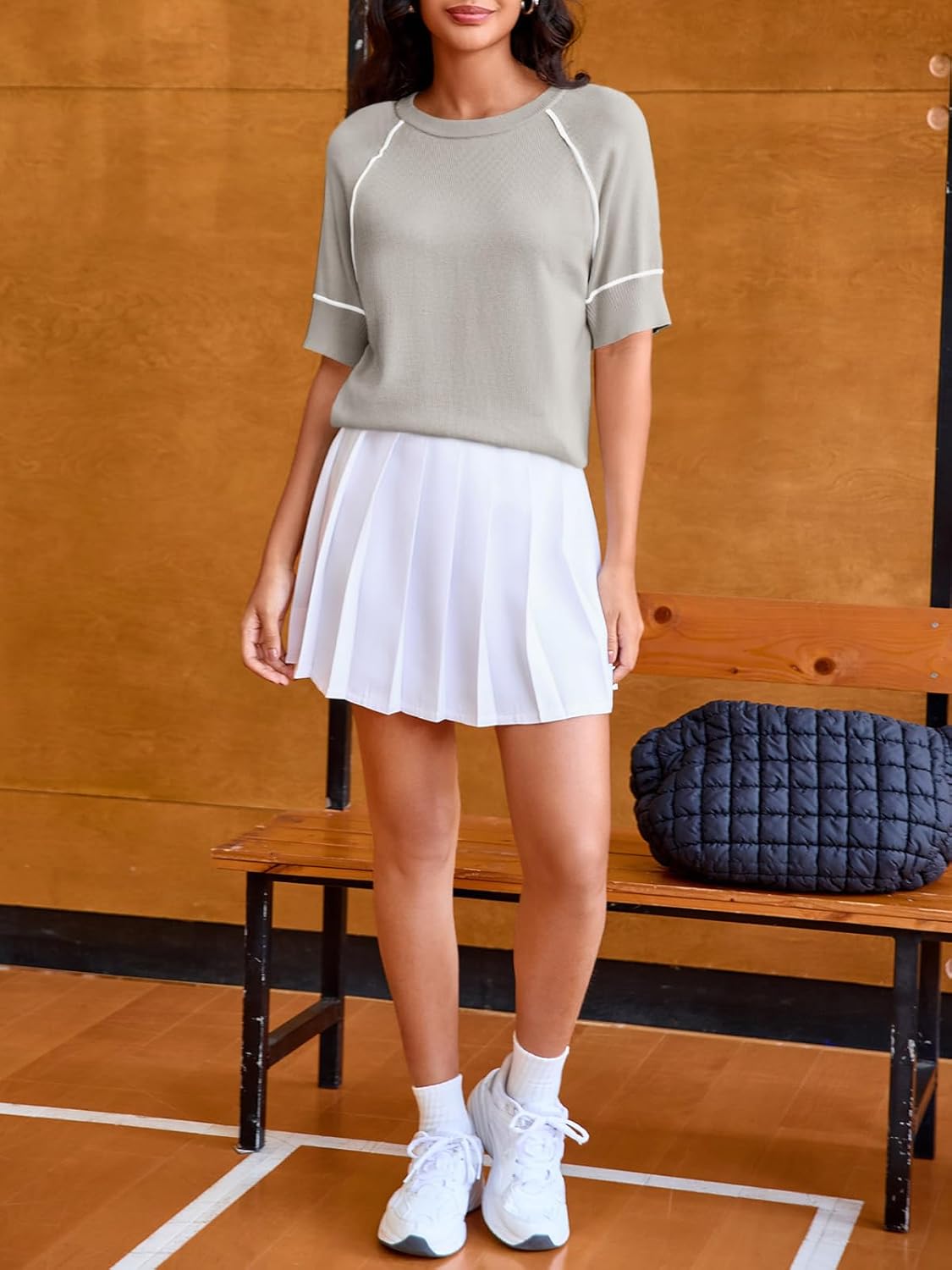 Saodimallsu Womens Short Sleeve Sweaters Casual Crew Neck Lightweight Knit Summer Trendy Pullover Tops - Image 4