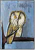 ベルナール・ビュッフェ ふくろう ポスター 額入 梟 Buffet