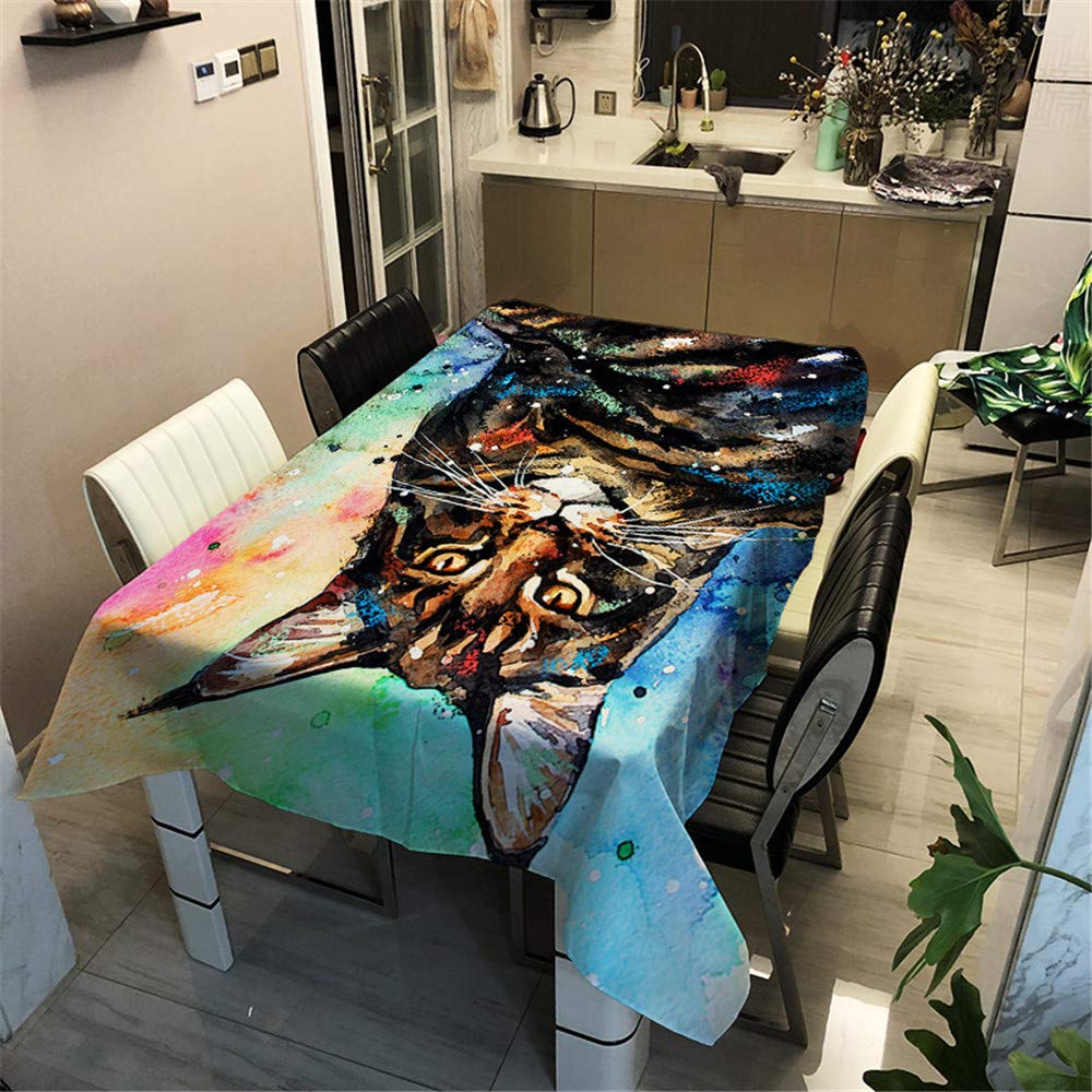 Surwin Colourful Tablecloths Rectangular Wipe Clean, Wipeable Waterproof Table Cloth For Kitchen Dining Outdoor Party Tabletop Decoration (140X160cm,)