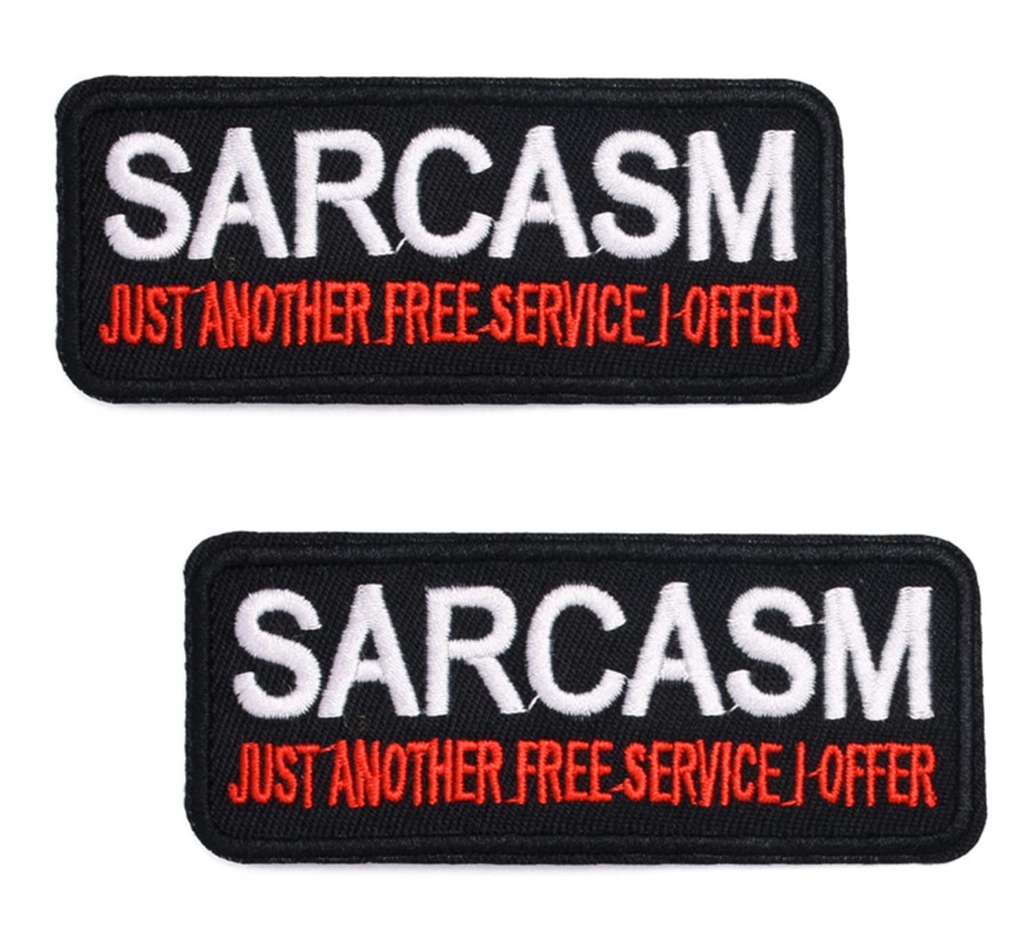 Queqin 2 pcs Sarcasm Just Another Free Service I Offer Sew on or Iron on Embroidery Funny Slogan Patches.(Fun-8)