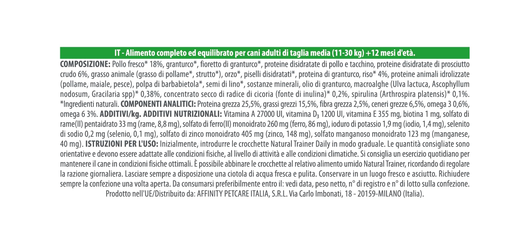 Trainer Natural Cibo per Cani Medium Adult, Prosciutto Crudo, 3 Kg