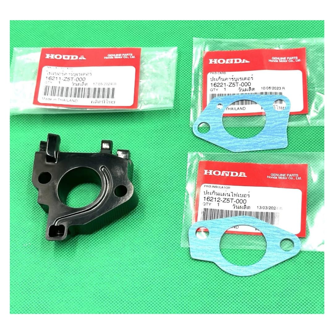 Set of Genuine 16211-Z5T-000 Carburetor Insulator Adapter for Honda GX390 with Genuine Gasket 16212-Z5T-000 and Gasket 16221-Z5T-000