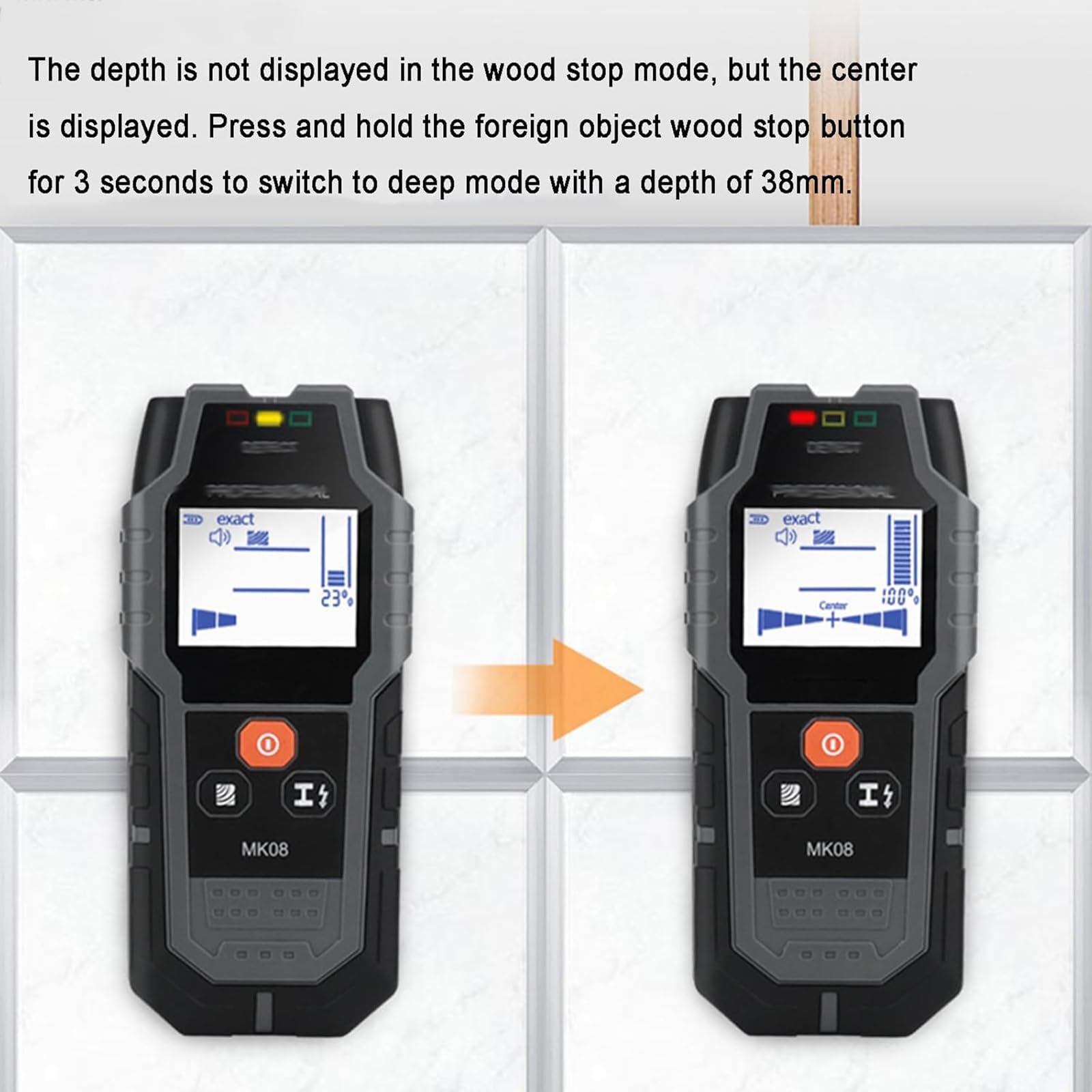 Detector De Vigas Electrónico, Detector De Vigas De Pared con Alertas Audibles/Pantalla LCD, Claro para Leer, para Detectar Madera Viva/Cables De CA/Metal