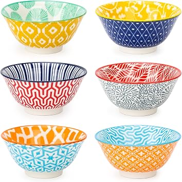 KitchenTour Porcelain Mini Bowls, 3.5 oz Dessert Dipping Bowls for Ice Cream, Fruit, Nut, Condiment, Ceramic Souffle Dishes Small Side Dishes Set of 6
