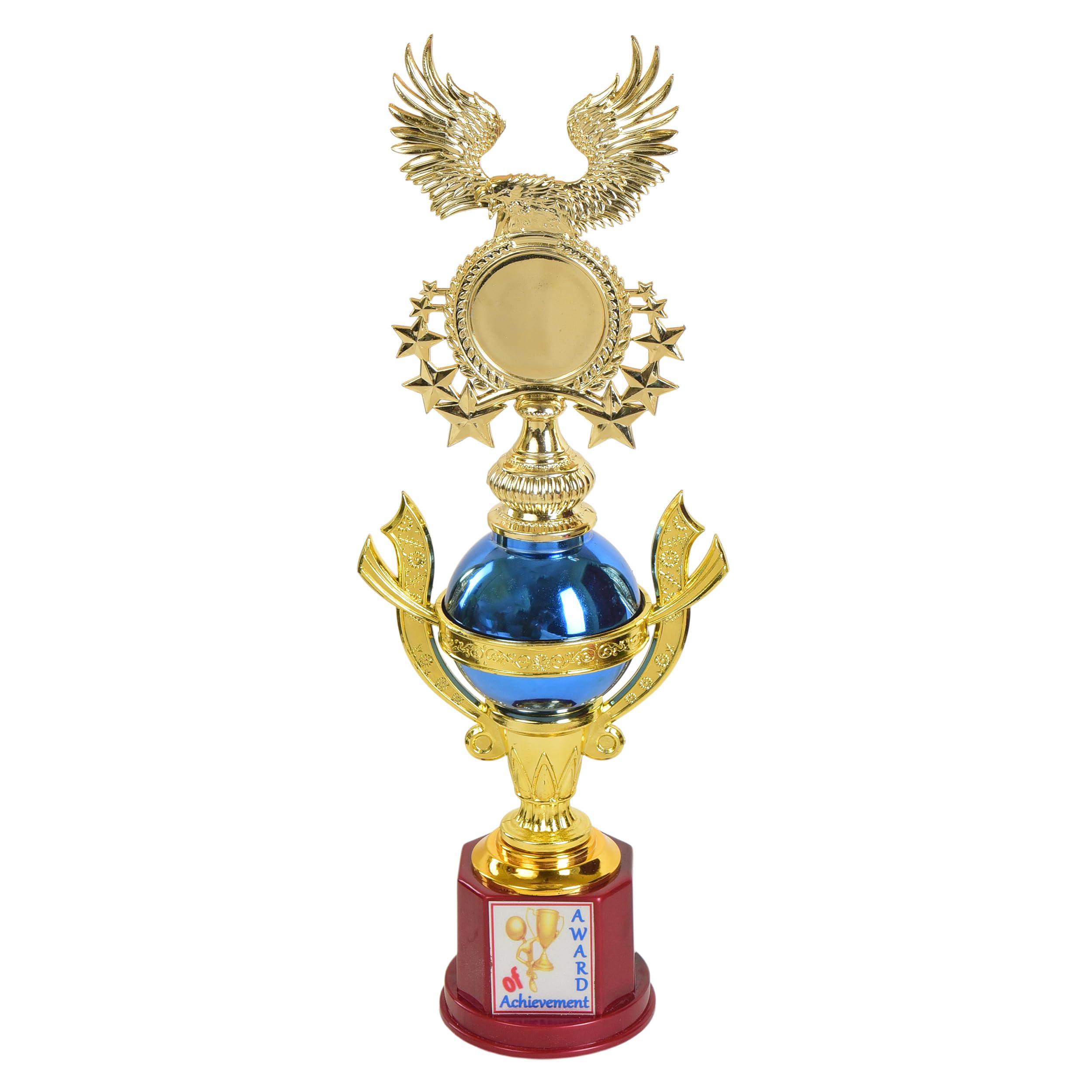 Victory Award of Achievement Trophy || Best Appreciation Award || Tabletop Corporate Gift for Individual (Golden-Blue, 35cm)-picture-19
