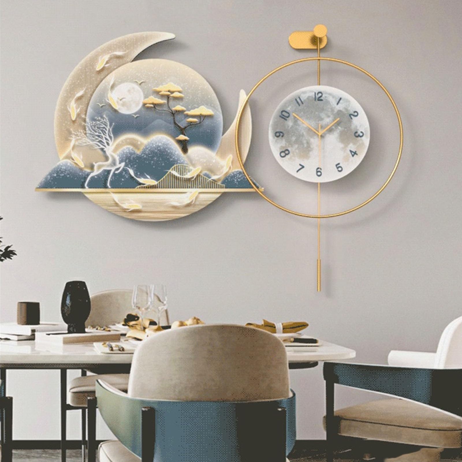 Reloj cocina Decoración de luz pared grande con reloj for sala estar
