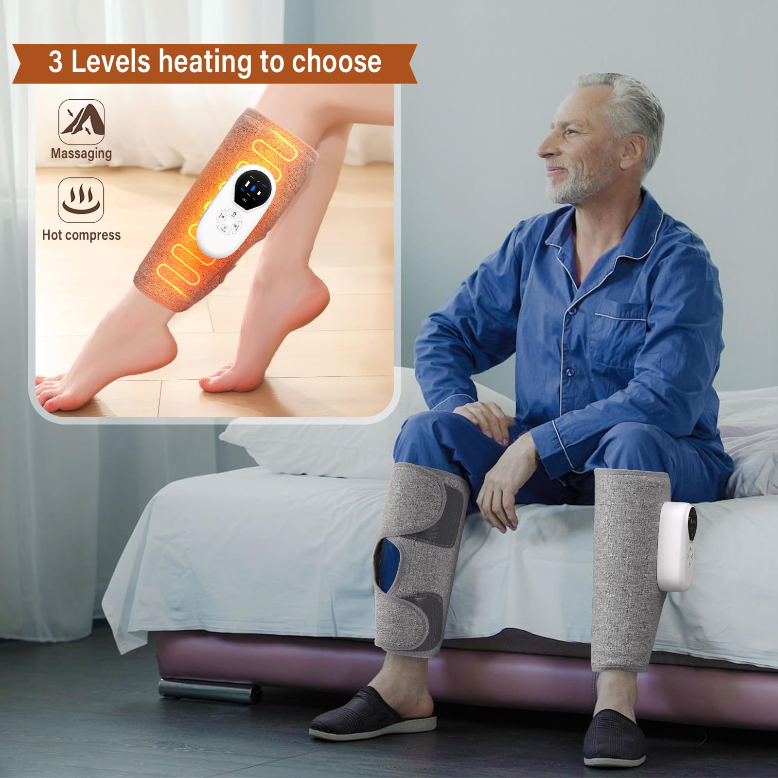 Beinmassagegerät Mit Heizung & Luftkompression – 3 Wärmestufen, 20 Min Timer, Verstellbar Für Oberschenkel & Waden Beinmassagegerät Mit Heizung & Luftkompression – 3 Wärmestufen, 20 Min Timer, Verstellbar Für Oberschenkel & Waden